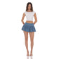 Dotted Flare Skort in Denim Blue