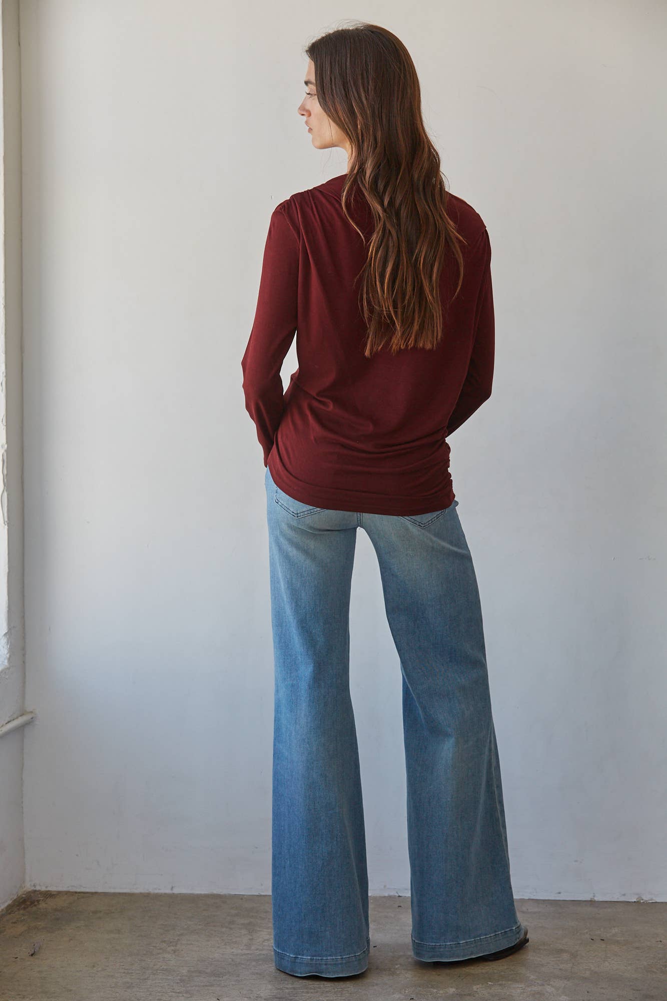 Cream Asymmetric Long Sleeve