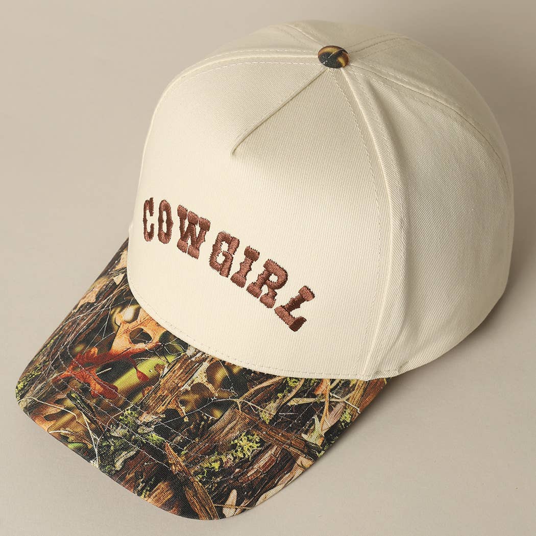 COWGIRL Embroidery Camo Two-Tone Cap
