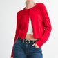 Ribbed Button-Up Knit Cardigan