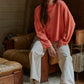 Knit Sweater Rolled Round Neck Pullover Top