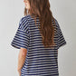 Cotton Striped Short Sleeve Crew Neck Top