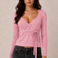 WRAP PLUNGE LONG SLEEVE TOP