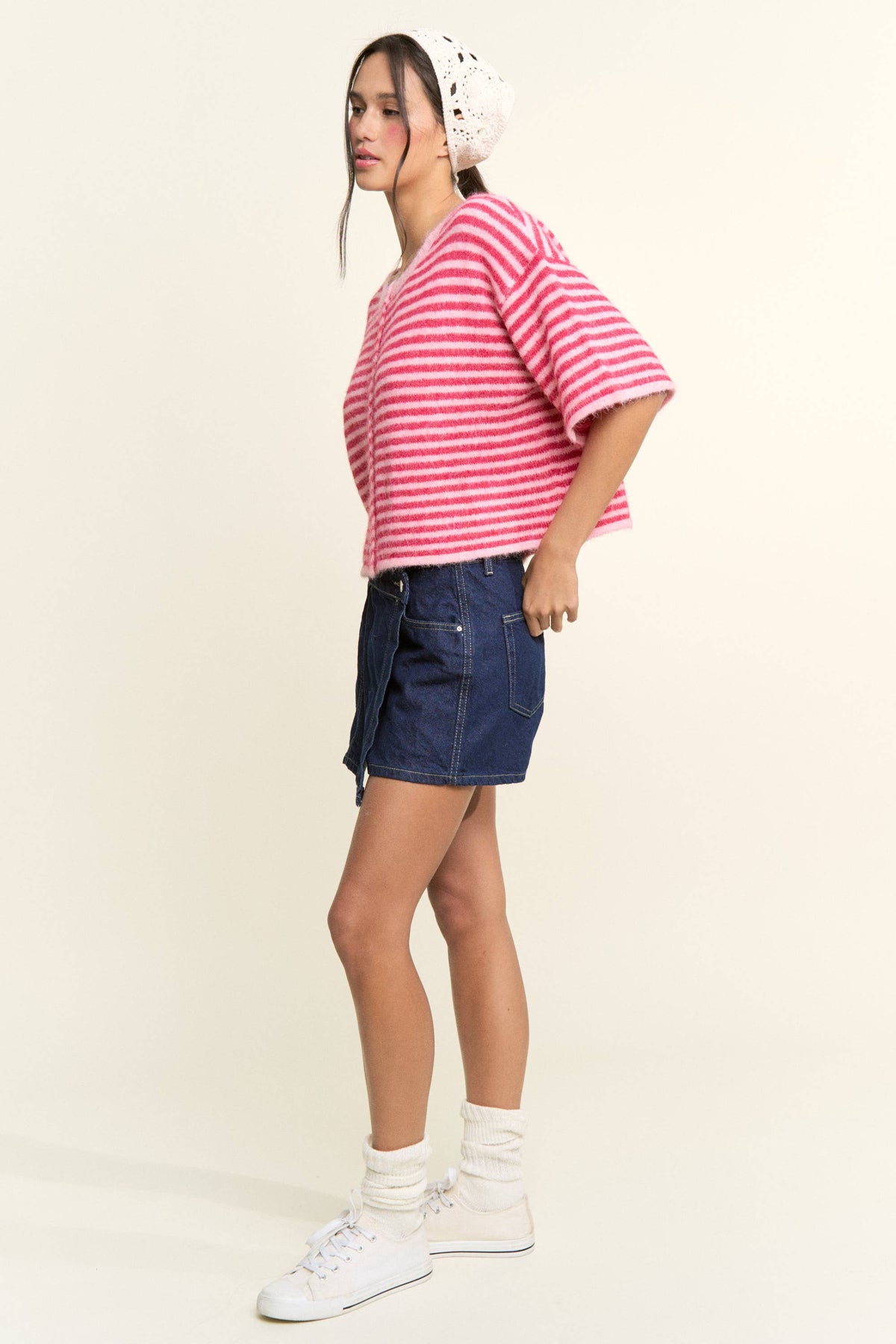Multi Striped Cropped Soft Knit