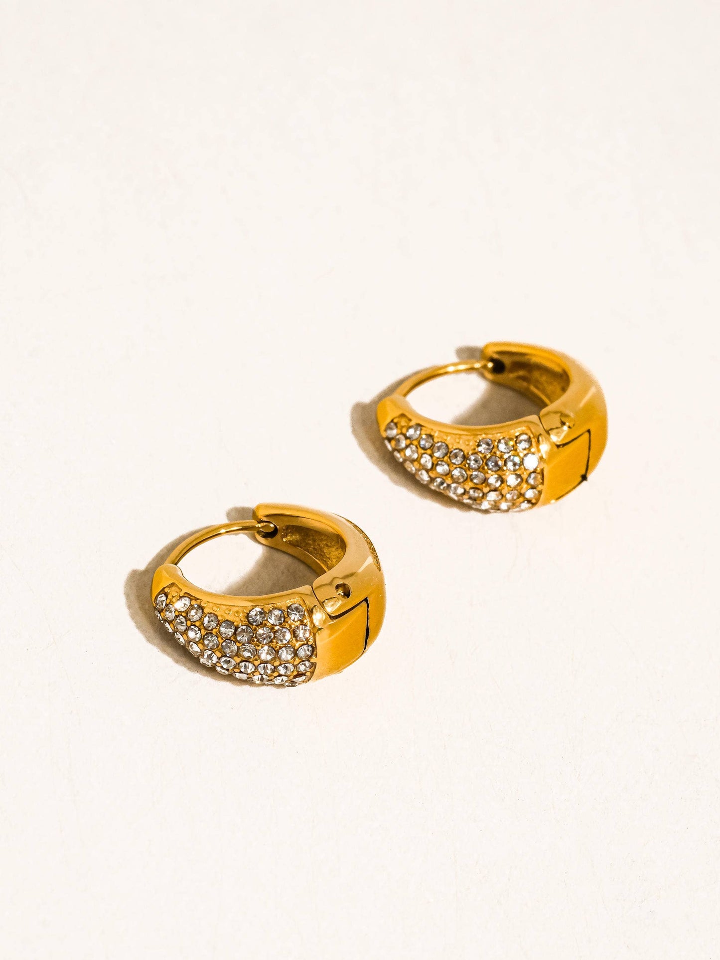 Aurven 18K Gold Non-Tarnish Crystal Teardrop Hoop Earrings