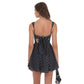Polka Dot Fit and Flare Dress in Black