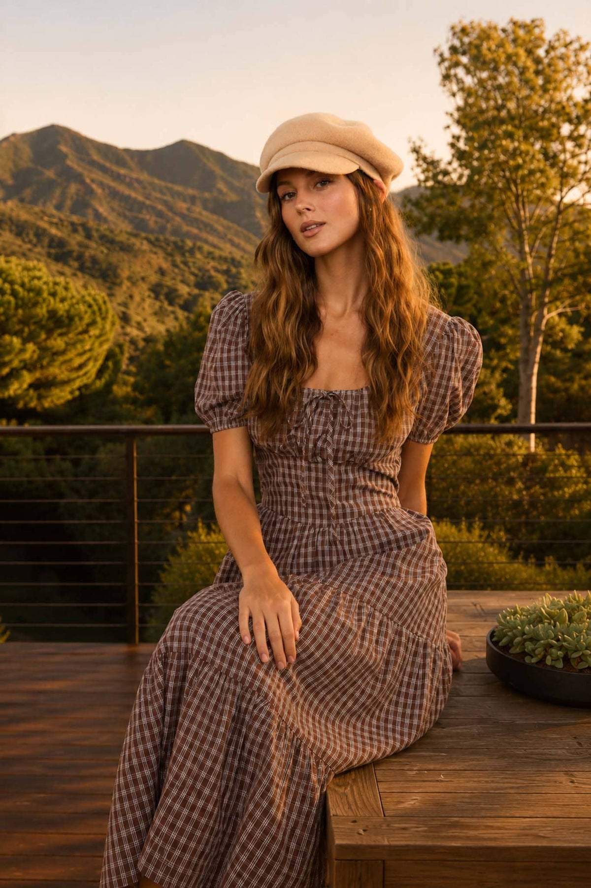 PLAID PUFF SLEEVE DRESS