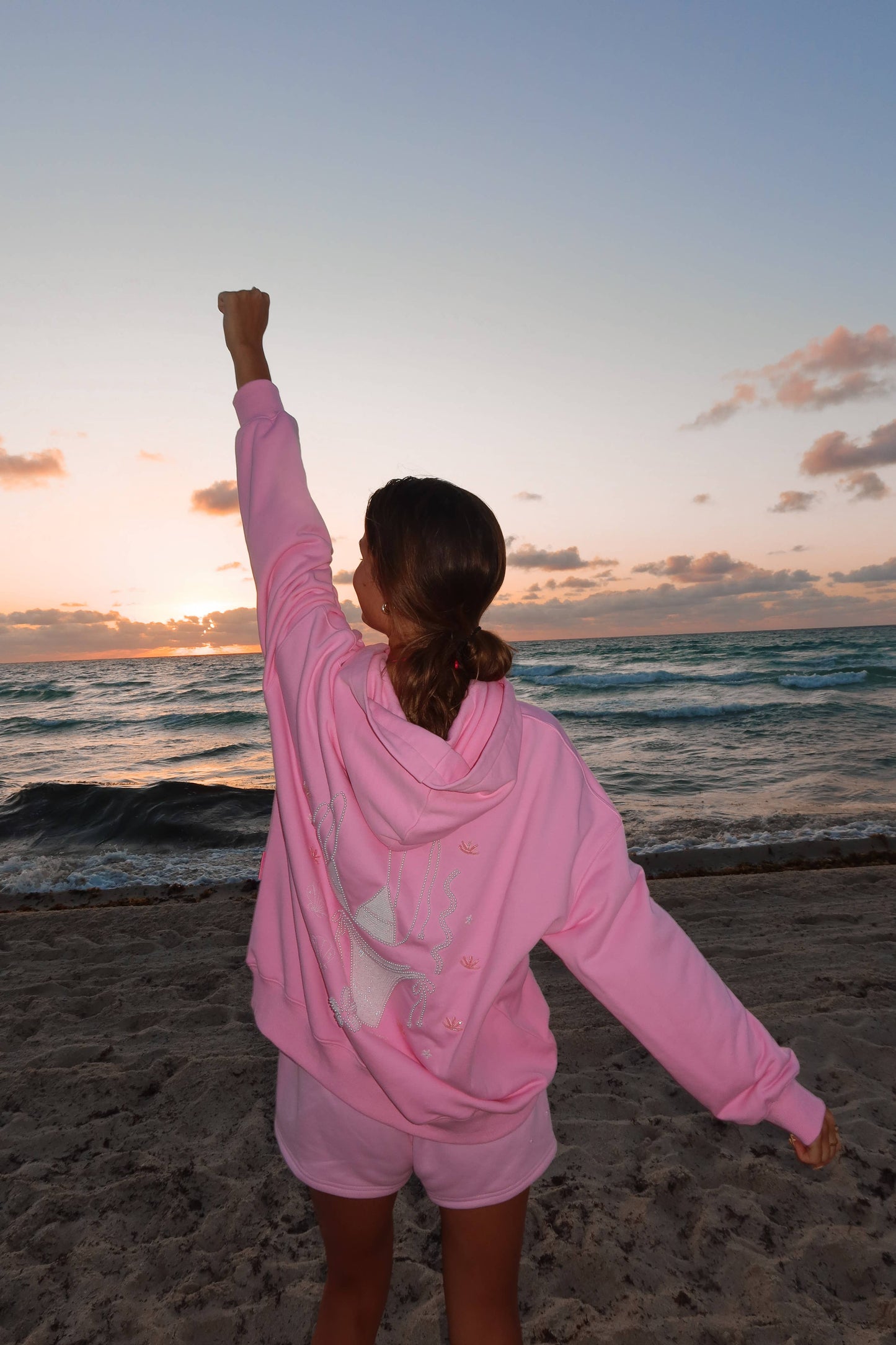 Lottie Pink Bikini Beaded Ocean Hoodie