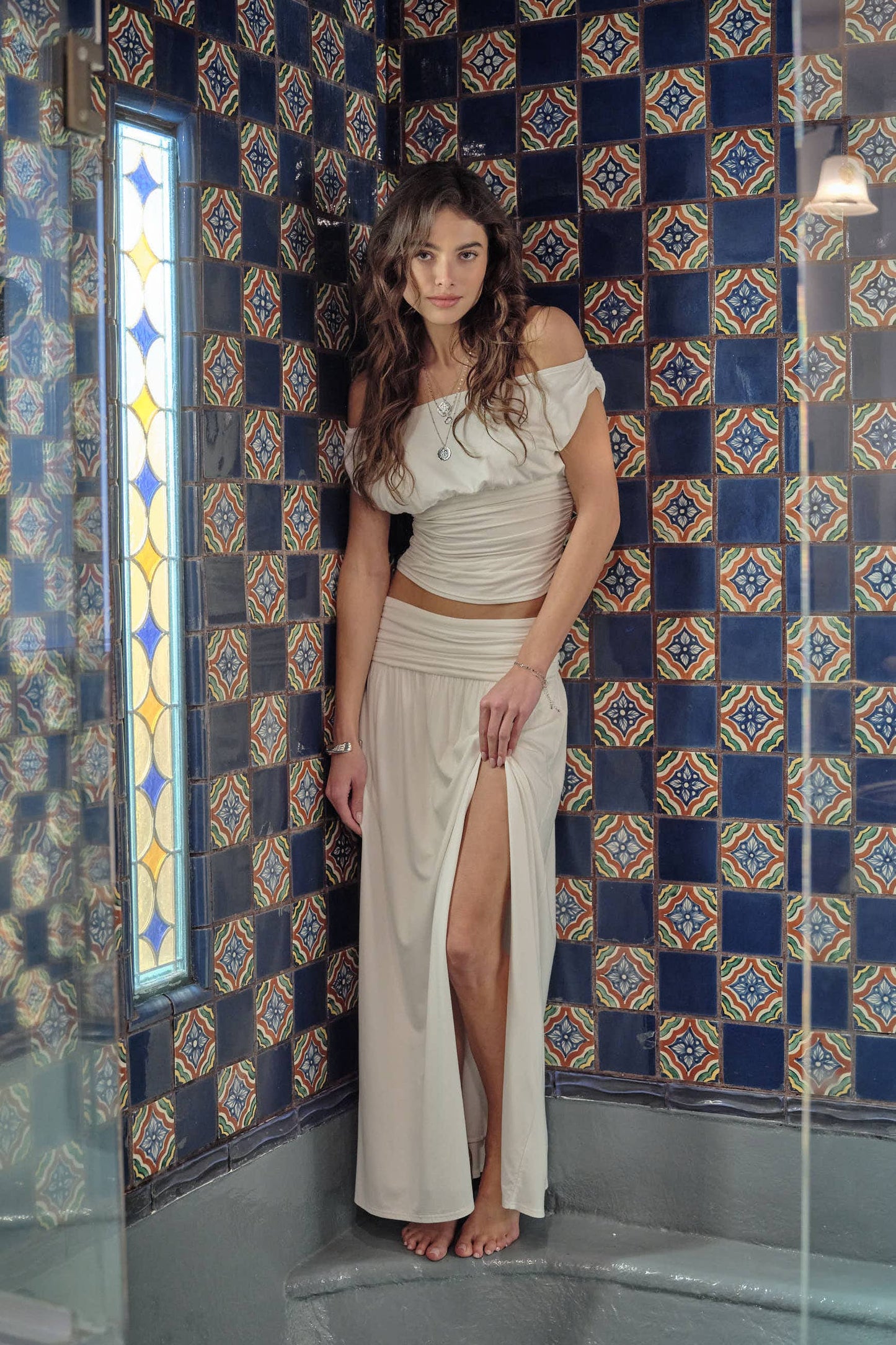 FARRAH RUCHED MAXI SKIRT