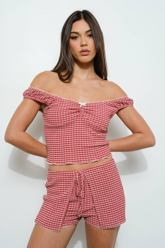 Seersucker Plaid Top