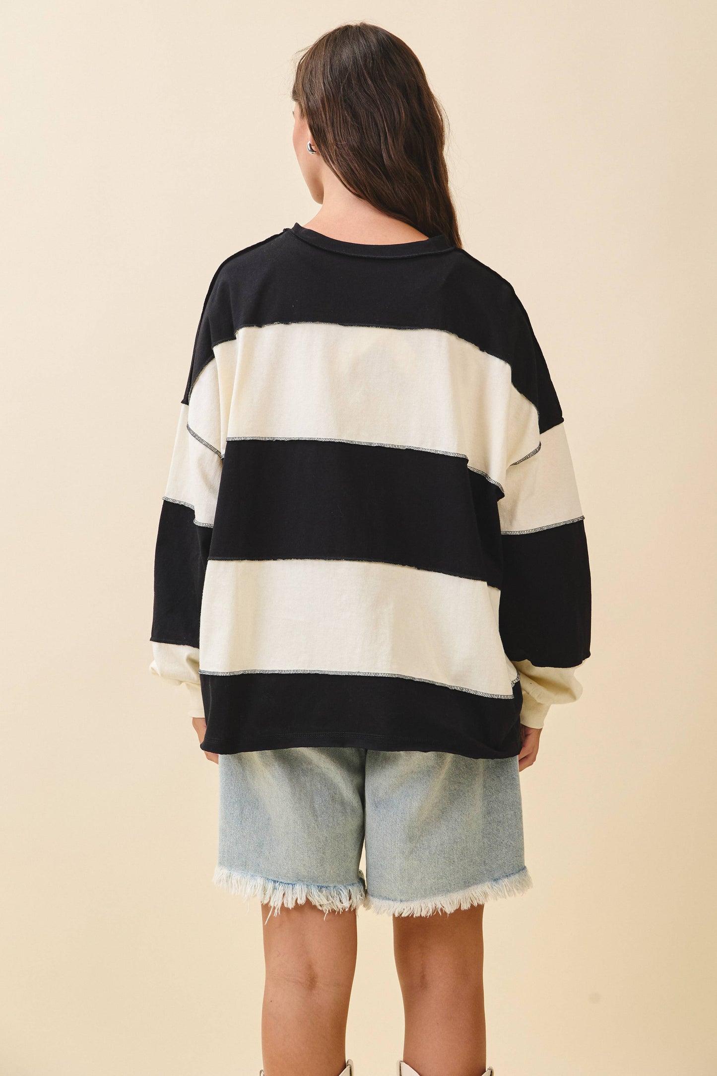 Contrast Panel Long Sleeve Slouchy