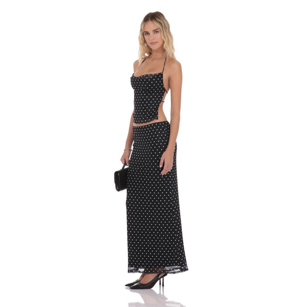 Polka Dot Cowl Neck Skirt