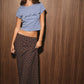 MID WAISTED BIAS CHECK MIDI SKIRT