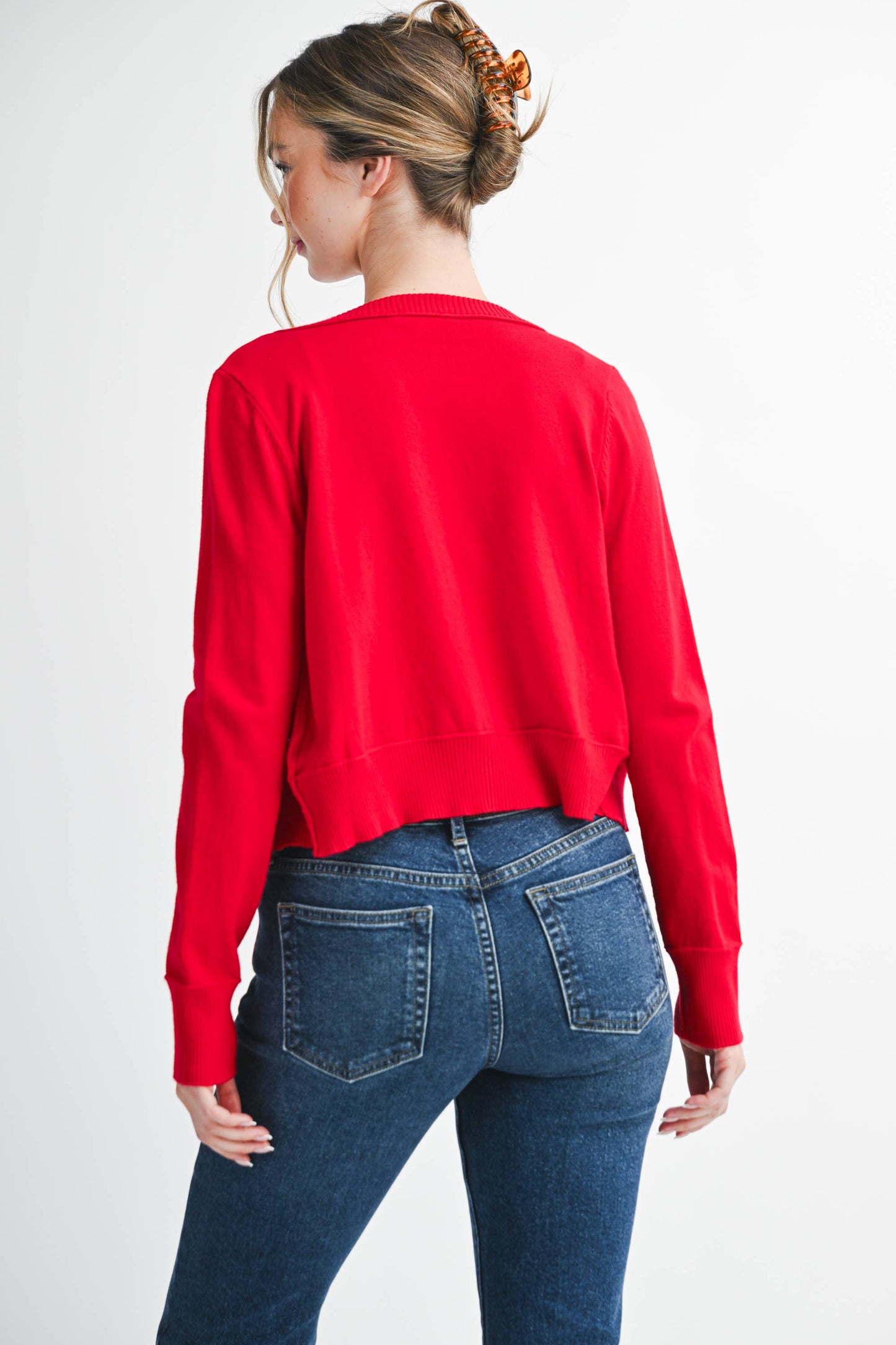 Ribbed Button-Up Knit Cardigan