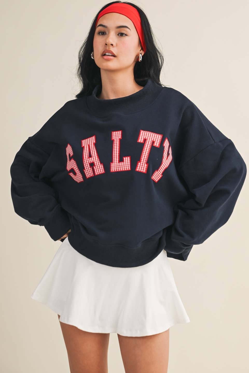 Salty Oversized Mock Neck Sweatshirt