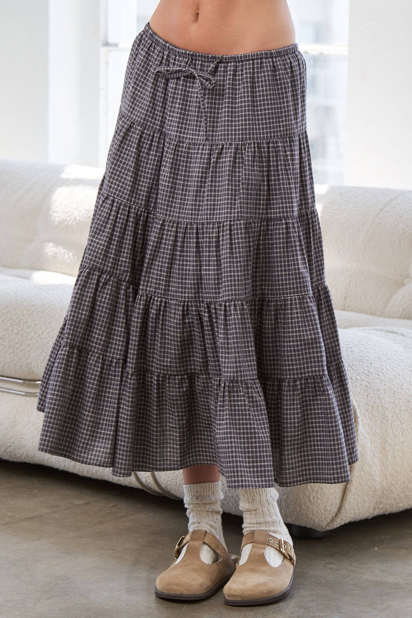 Tiered Gingham Skirt