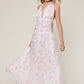 FLORAL CHIFFON HALTER MAXI DRESS