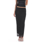 Polka Dot Mesh Pencil Maxi Skirt in Black