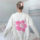 Ivory Hibiscus Flower Sweatshirt
