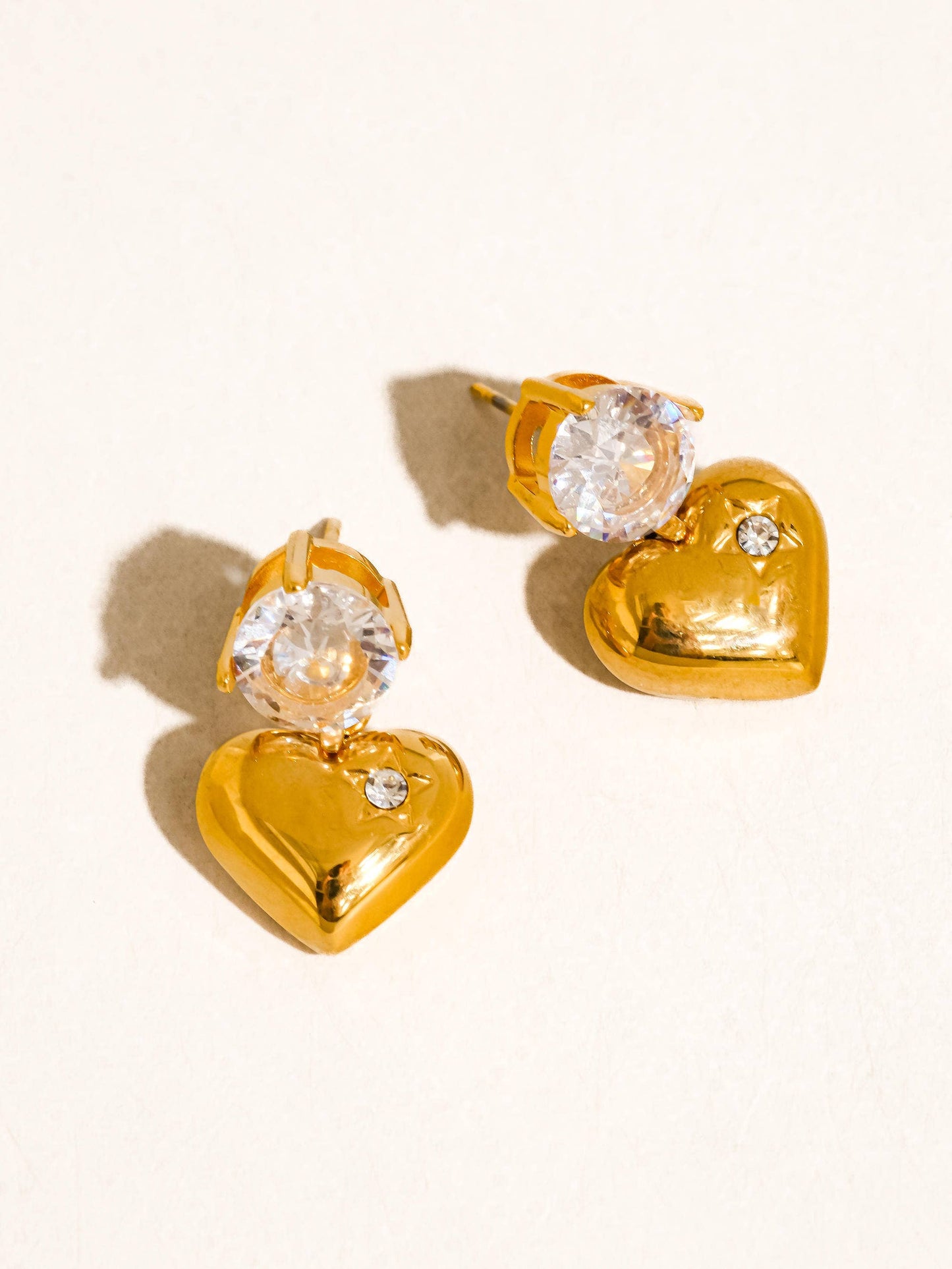 Annika 18K Gold Non-Tarnish CZ Heart Dangle Earring