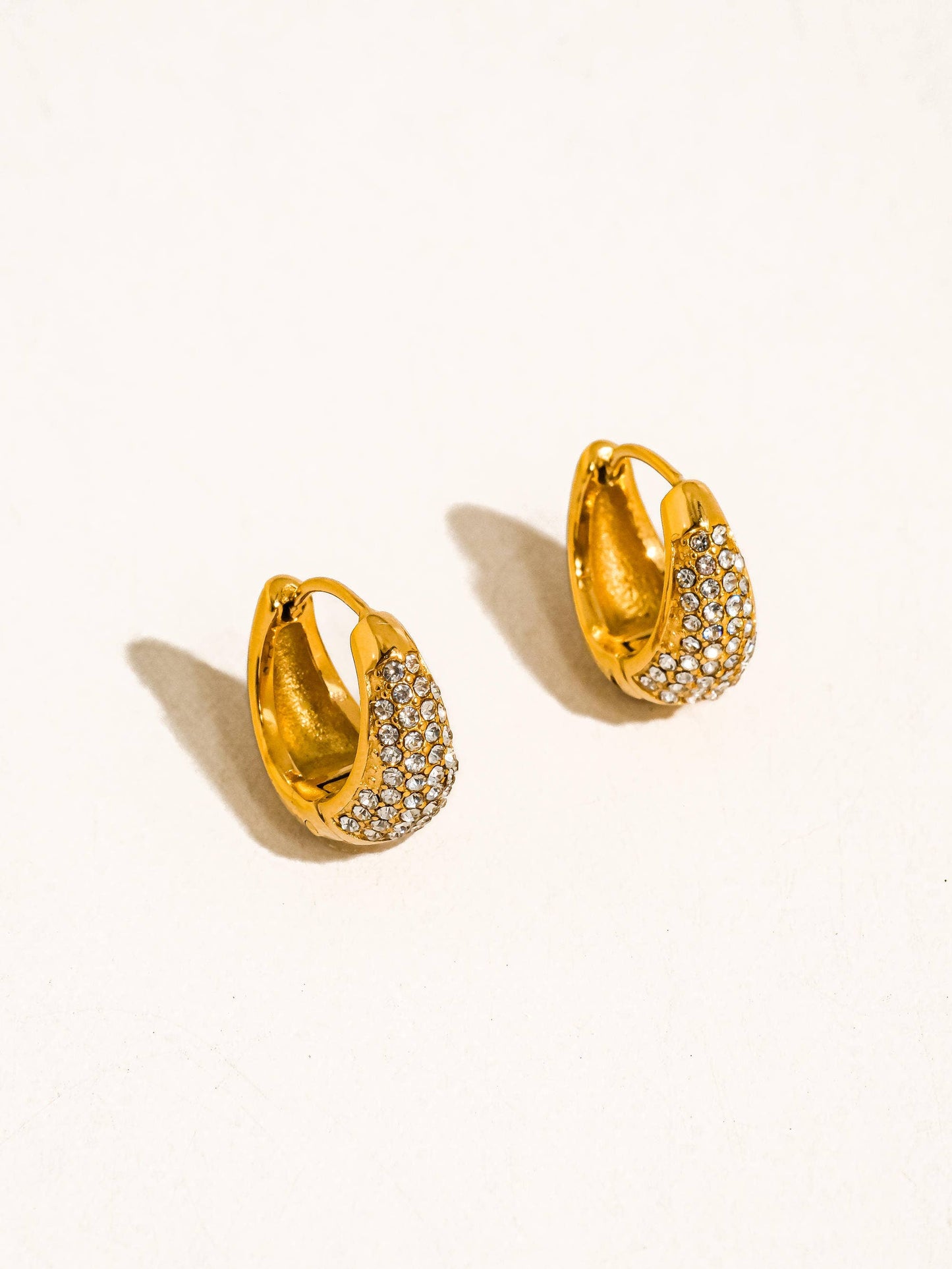 Aurven 18K Gold Non-Tarnish Crystal Teardrop Hoop Earrings