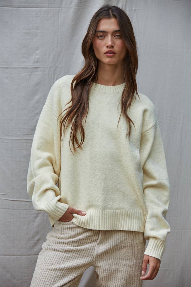 Knit Sweater Crew Neck Pullover Top