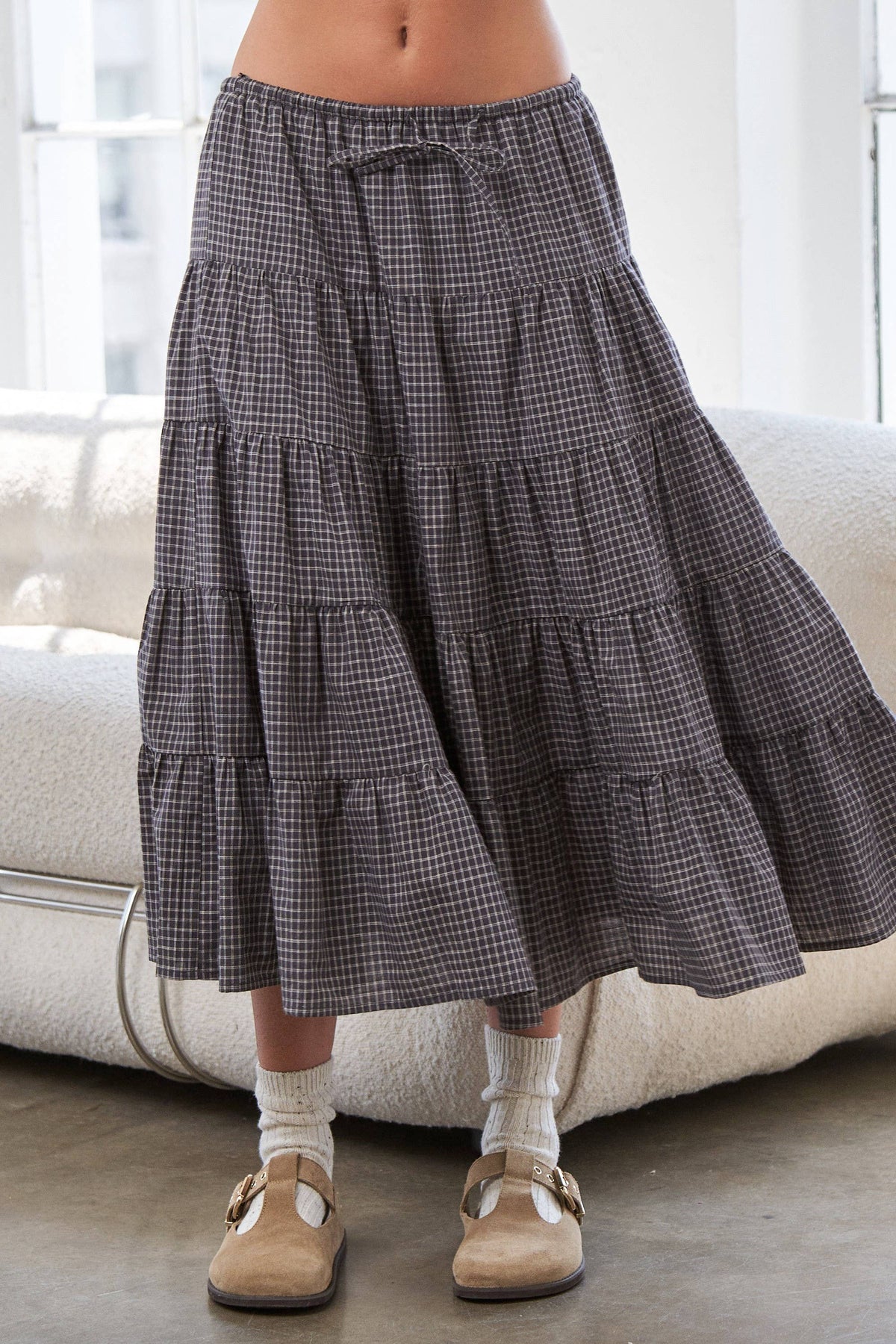 Tiered Gingham Skirt