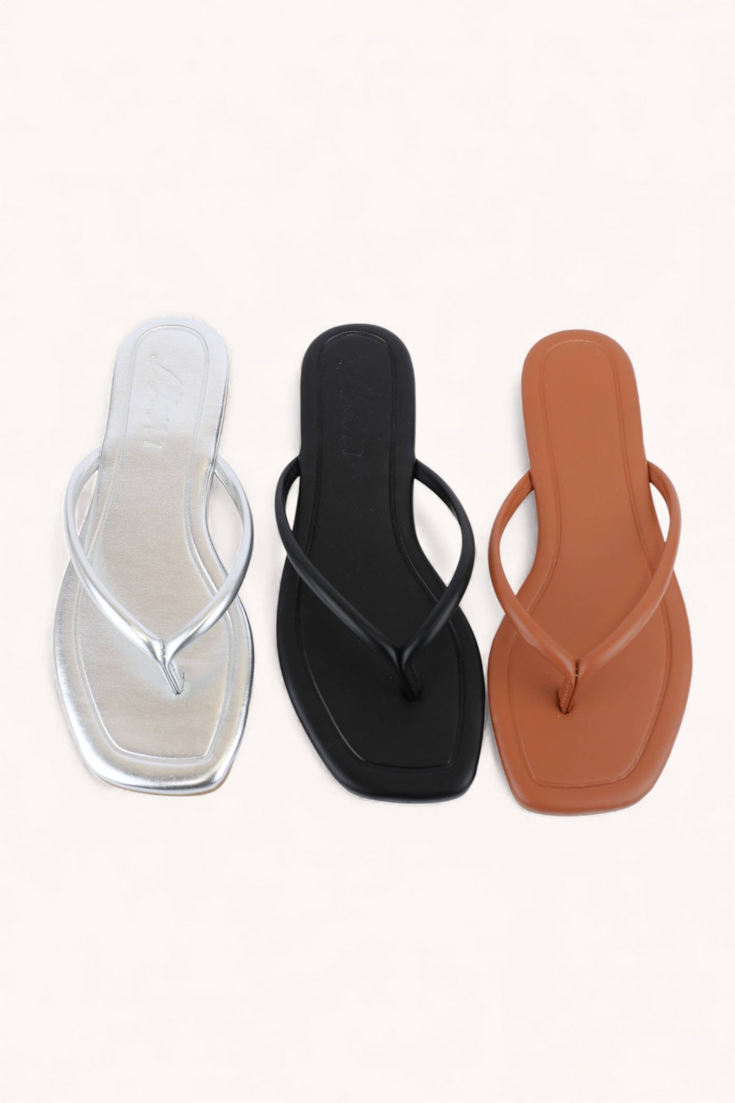 Solid Color Square Toe Thong Sandal