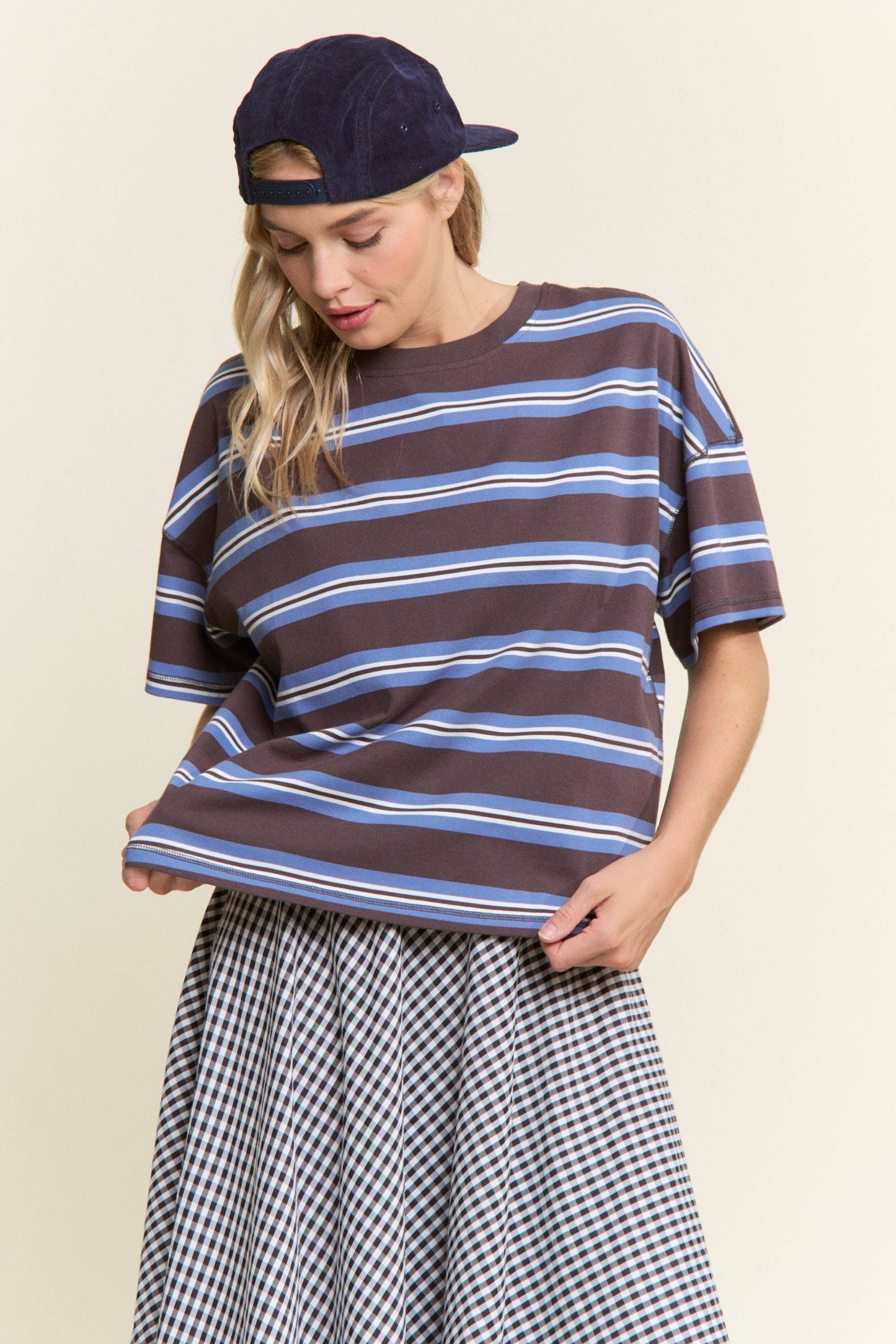 Stripe Oversized Short Sleeve Top