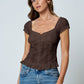 TEXTURE RUFFLE BUTTON DOWN TOP