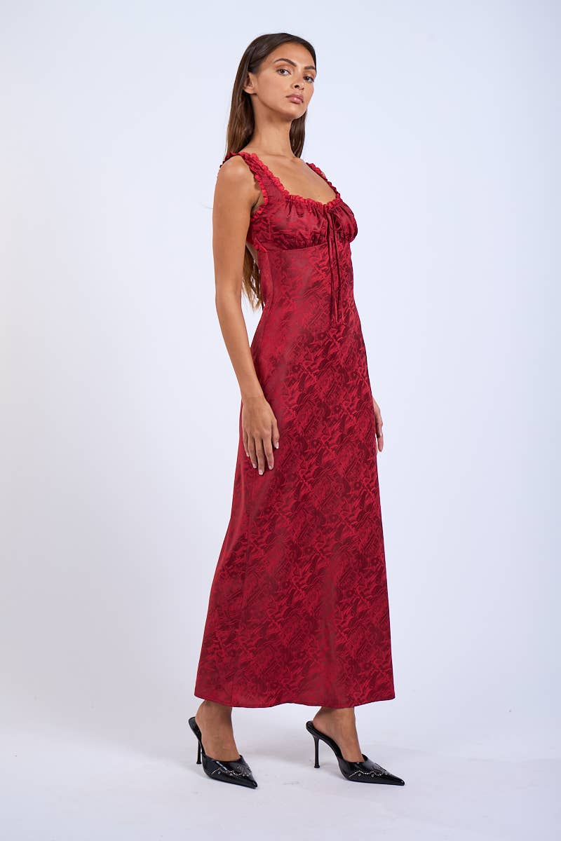 Satin Ruched Bust Sleeveless Open Back