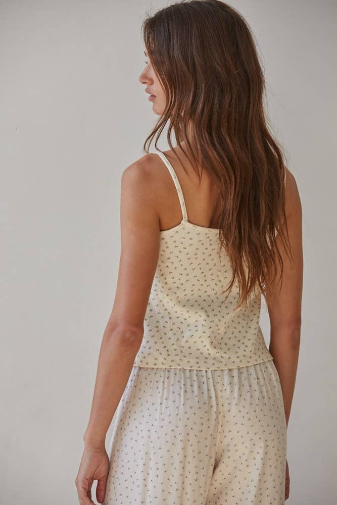 Cream Pointelle Floral Cami