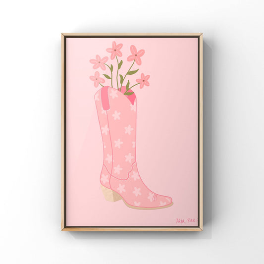 Pink Cowgirl Boot Vase Print