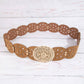 Embroidered Floral Buckle Vegan Leather Belt
