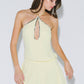Beaded Trim Halter Mini Dress
