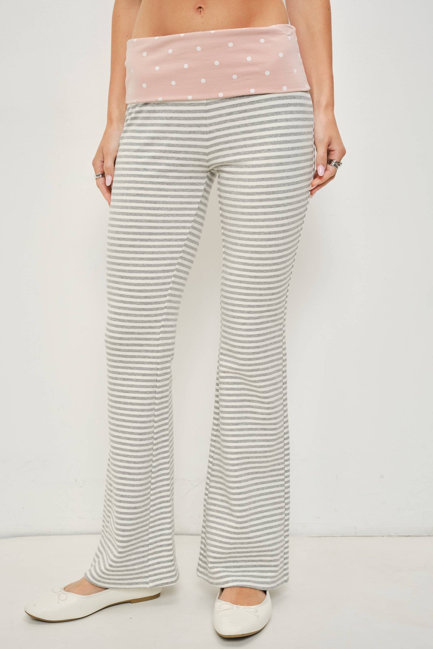 Pink Polka Dot Fold Over Pants