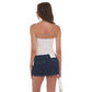 Pinstripe Denim Mini Skort in Blue