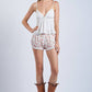 Soft White Eyelet Lace Ruffle Trim Cami Top