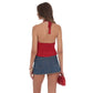 Lace V-Neck Halter Top in Red