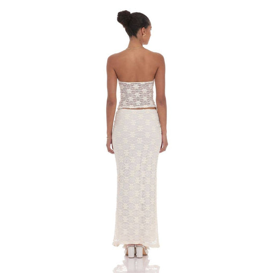 Lace Maxi Skirt in Cream