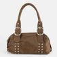Grommet Accent Suede Hand Bag