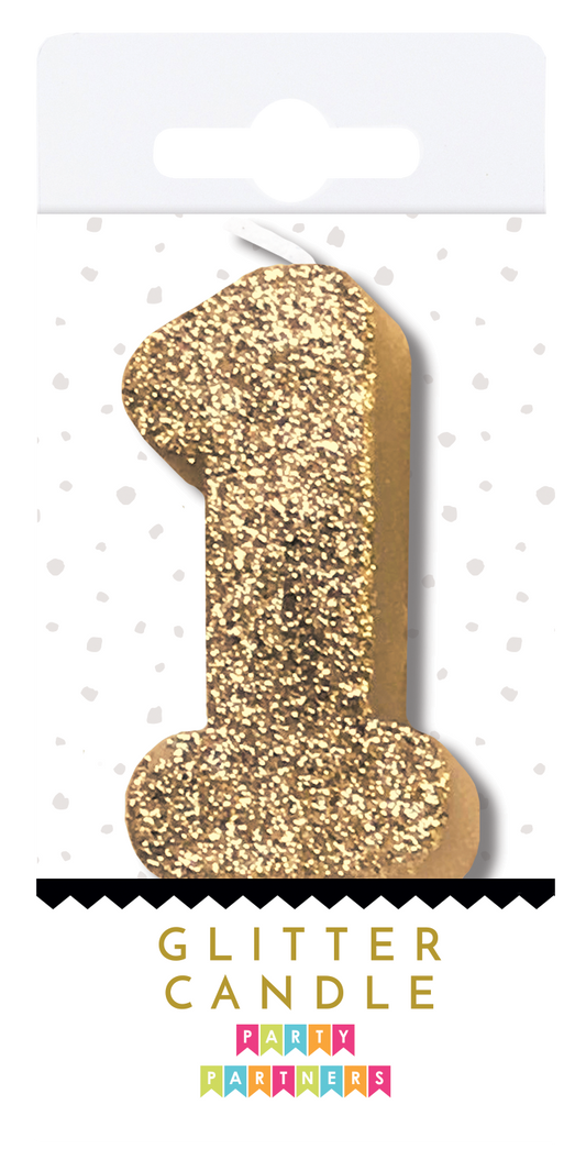 Glitter Number Candle Gold