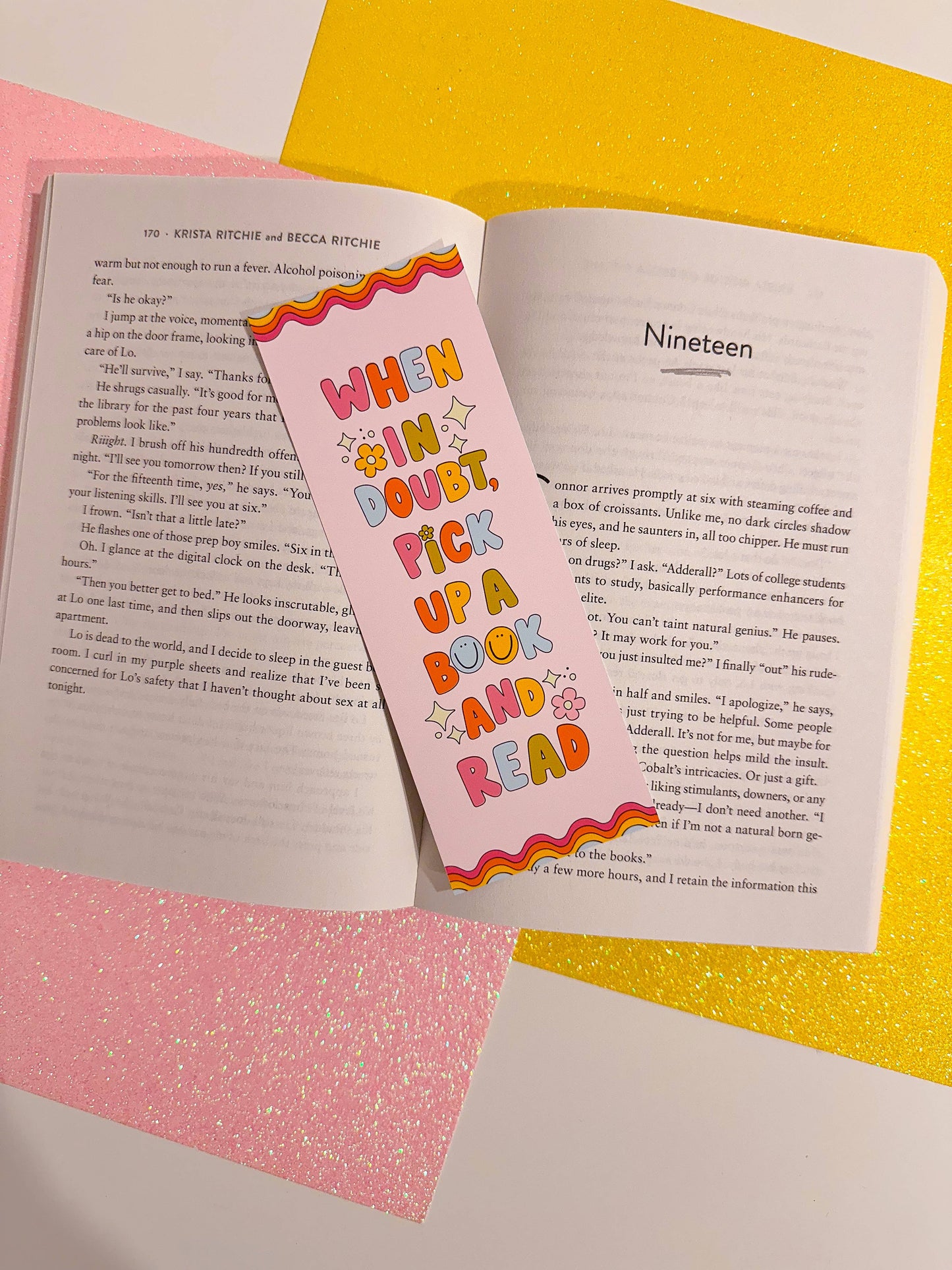 When in Doubt, Pick up a Book Glitter Bookmark