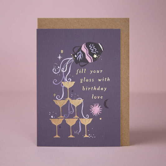 Bubbles Zodiac Birthday Card | Aquarius Star Sign Cards