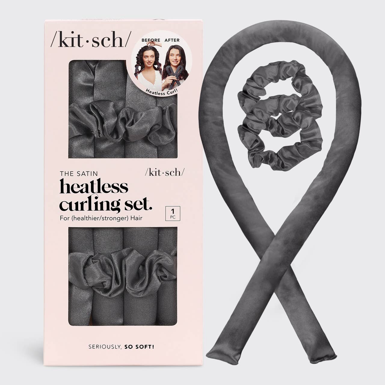 Satin Heatless Curling Set - Charcoal