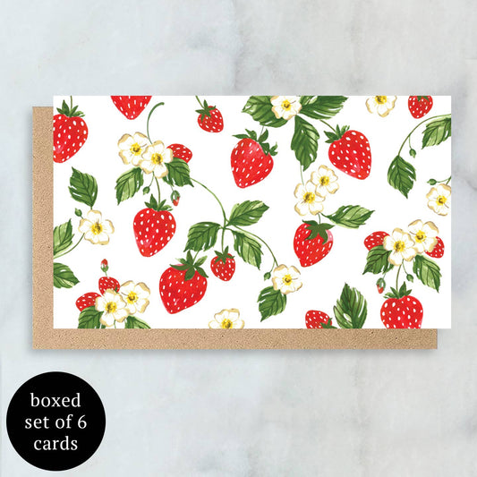 Strawberries Mini Cards- Boxed Set of 6 | Blank Everyday