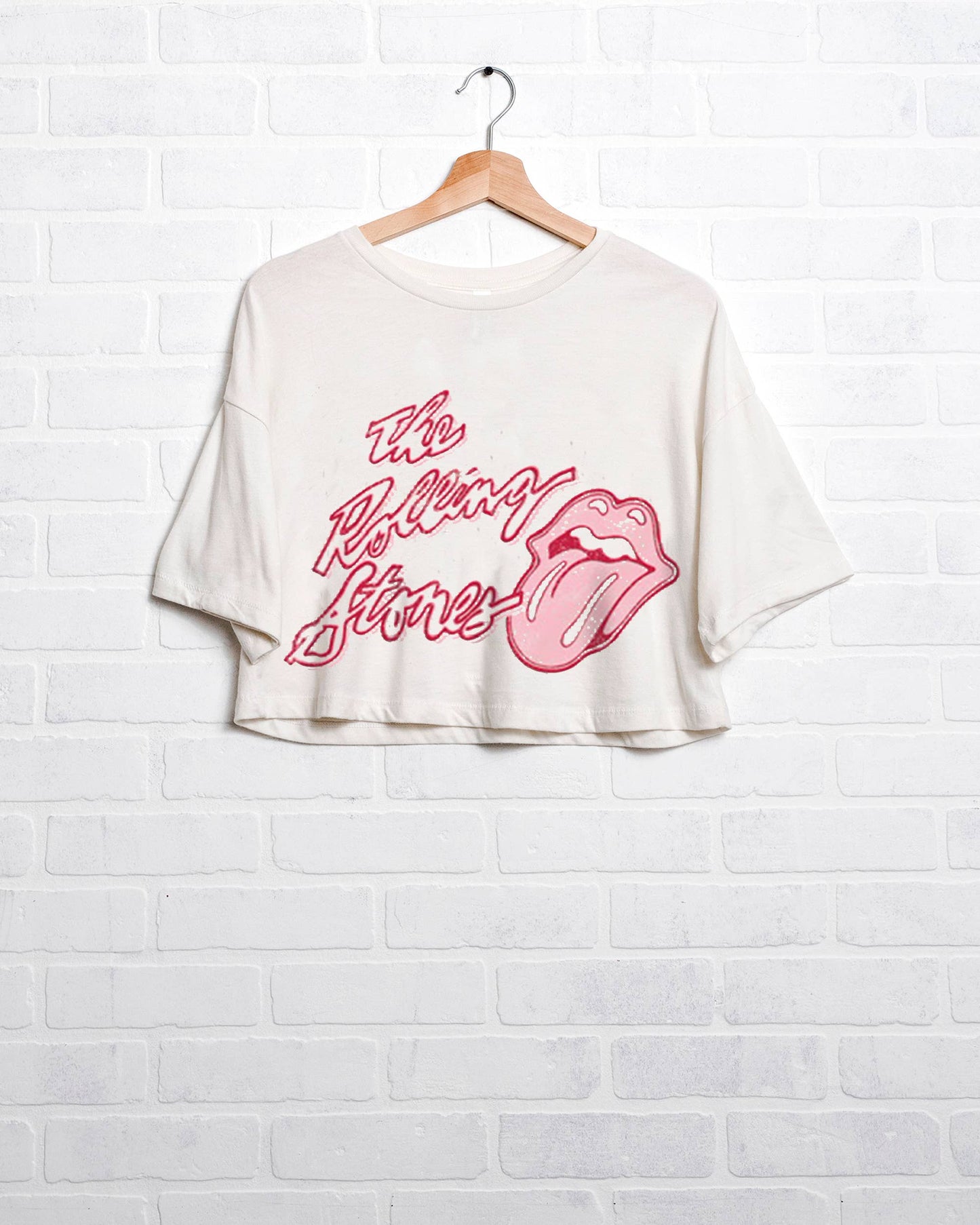 Rolling Stones Malibu Puff Ink White Cropped Tee