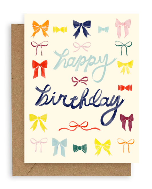 Rainbow Bows Happy Birthday Card