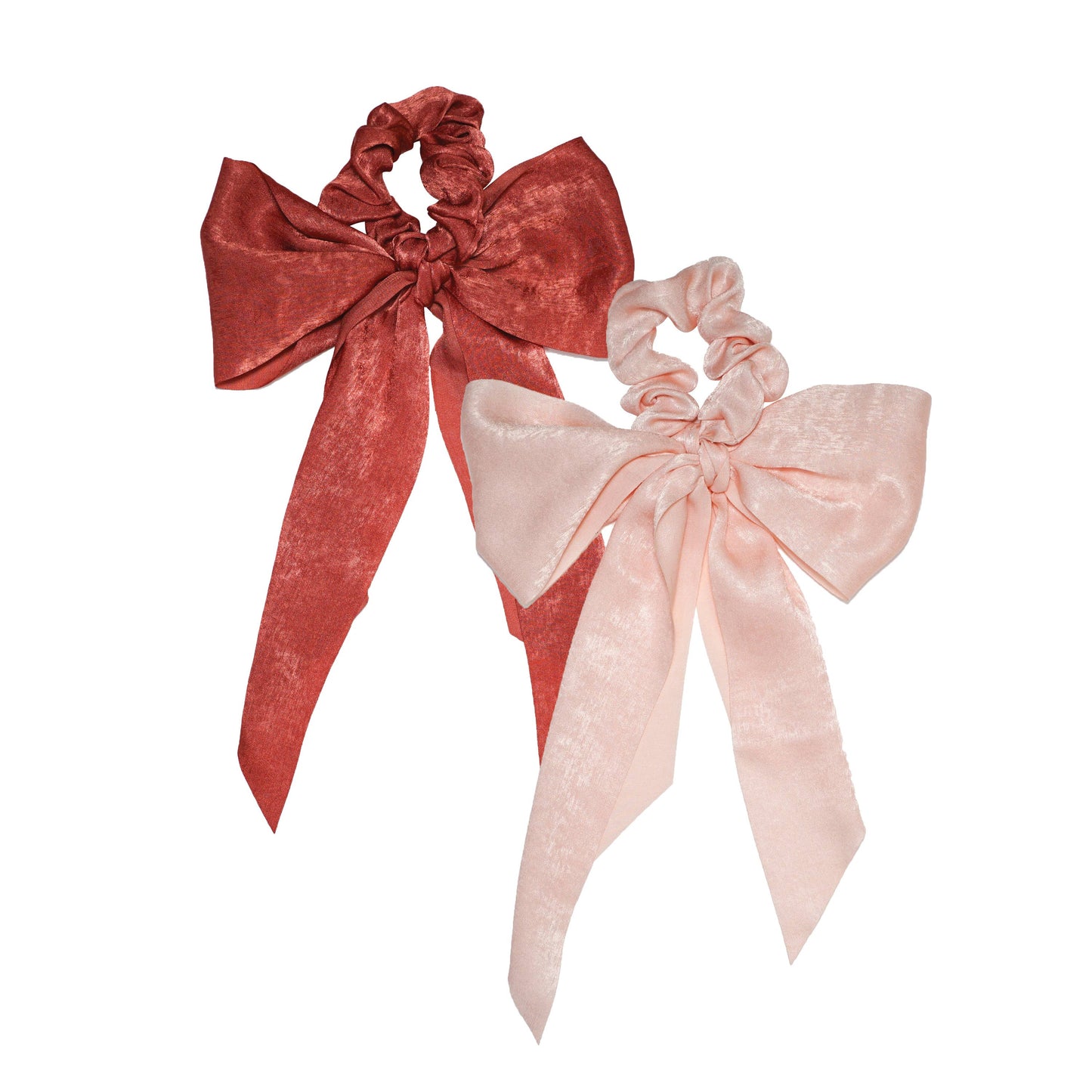 Satin Scarf Scrunchies - Blush/Mauve