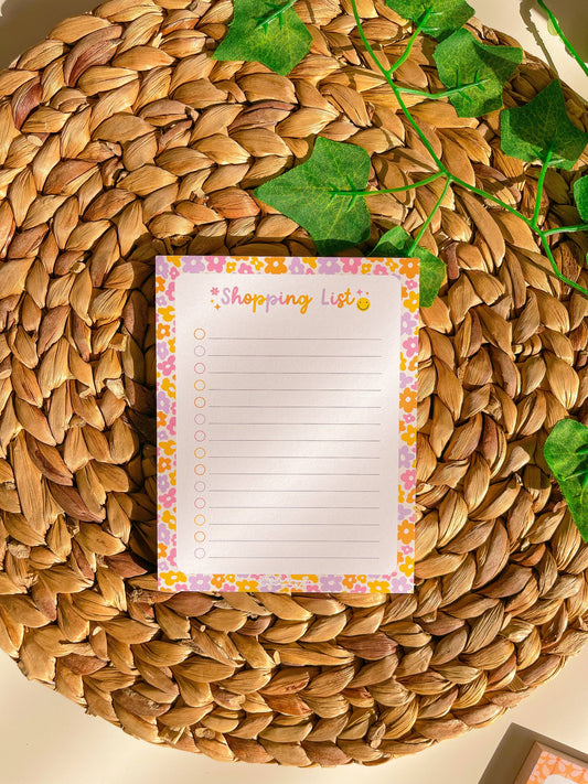 Floral Shopping List Notepad